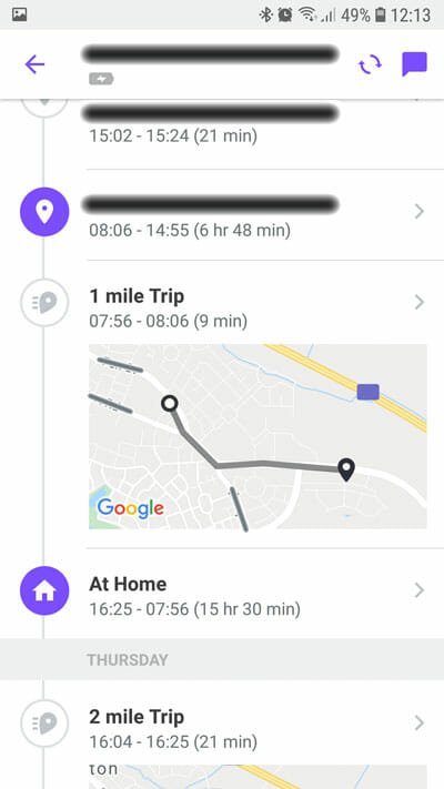 Tech4familes.uk - Review: Find My Kids GPS Tracker, location history.